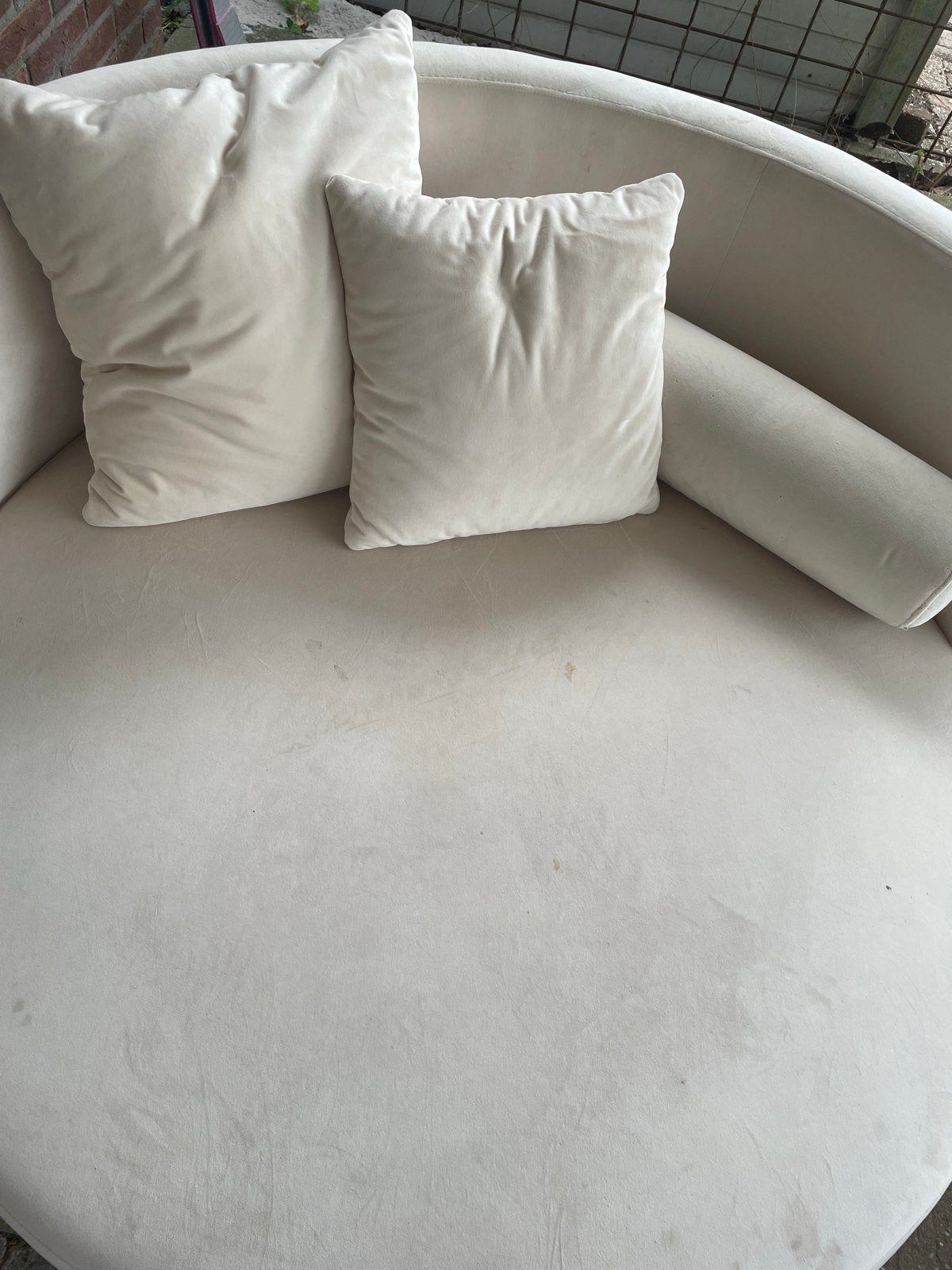 Ronde Loveseat met Kussens - 128cm breed, Ophalen, Gebruikt, 100 tot 125 cm, Tweepersoons