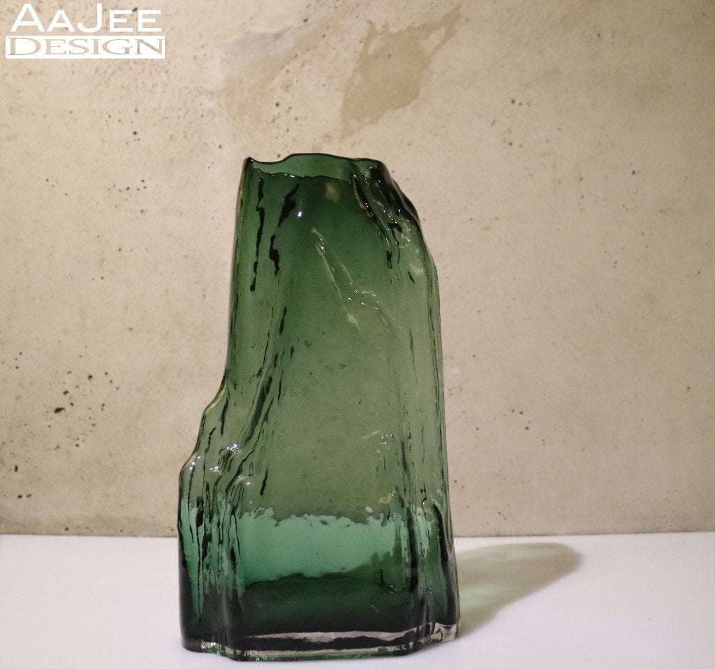 Grote groene barkvaas – Coco Maison – Boomstamvaas, Huis en Inrichting, Gebruikt, 30 cm, Ophalen of Verzenden, Glas