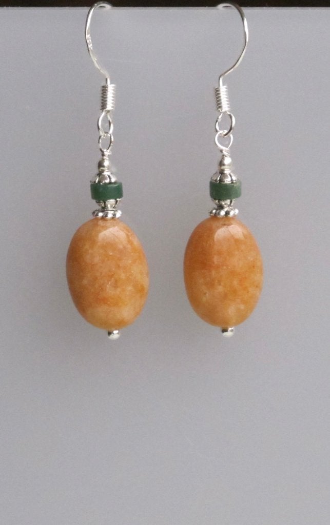 Mooie oorbellen met oranje en groene Aventurijn, zilver, Sieraden, Tassen en Uiterlijk, Oorbellen, Hangers, Verzenden, Nieuw, Oranje