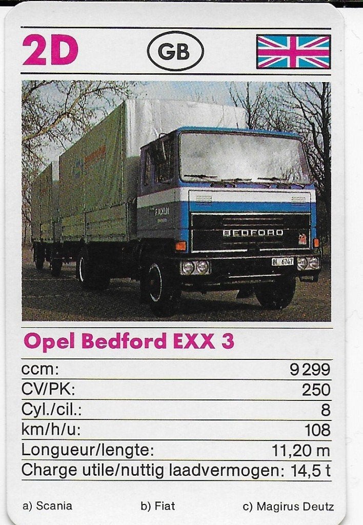 B356 autokaartje 2D opel bedford exx 3, Ophalen of Verzenden, Zo goed als nieuw, Auto's