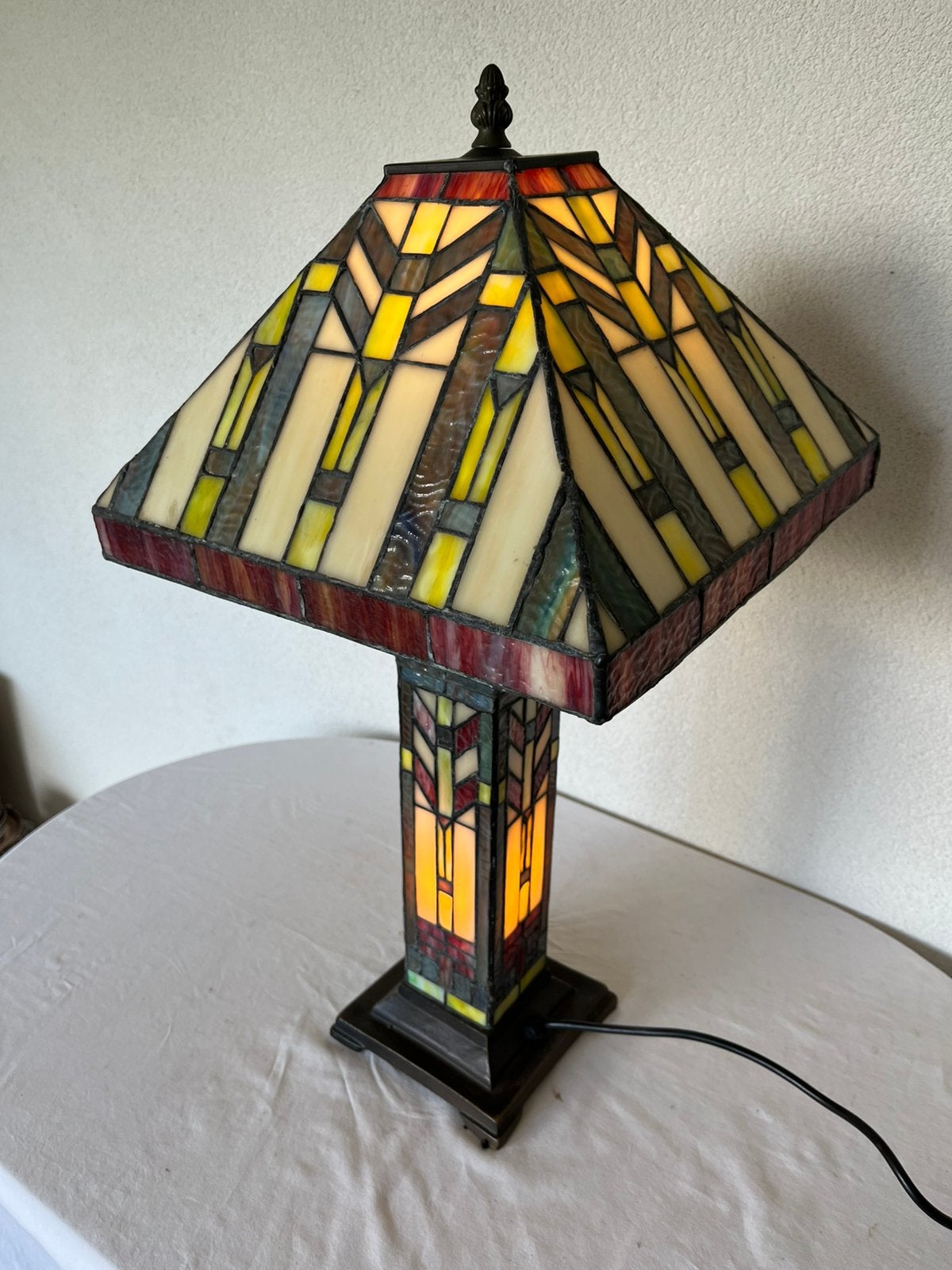 Prachtige Tiffany Art Deco Tafellamp Schemerlamp, Huis en Inrichting, Lampen | Tafellampen, Bureaulamp, Art deco, Meerkleurig