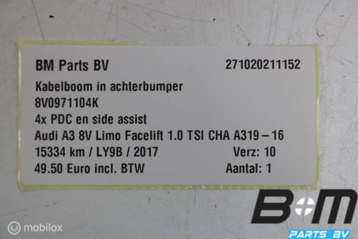 Kabelboom in achterbumper Audi A3 8V 8V0971104K, Gebruikt
