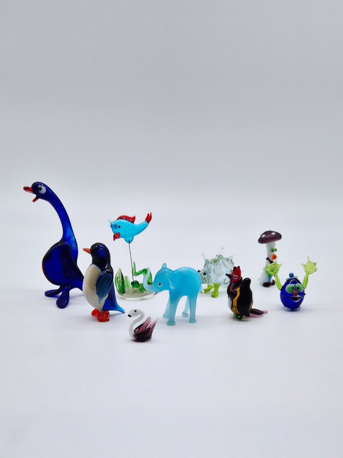 9 Murano-stijl handgeblazen glazen dierenbeeldjes, Verzamelen, Ophalen of Verzenden, Gebruikt, Dier