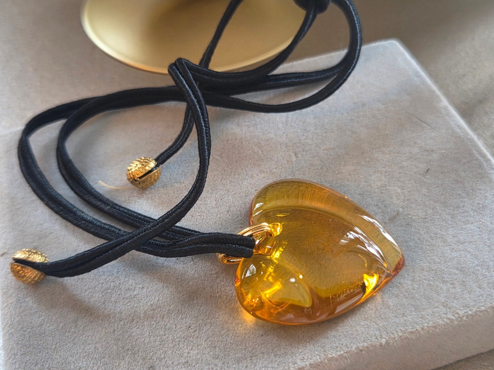Baccarat Kristalglas Hart Ketting - Amberkleurig, Ophalen of Verzenden, Oranje, Overige materialen, Met kristal