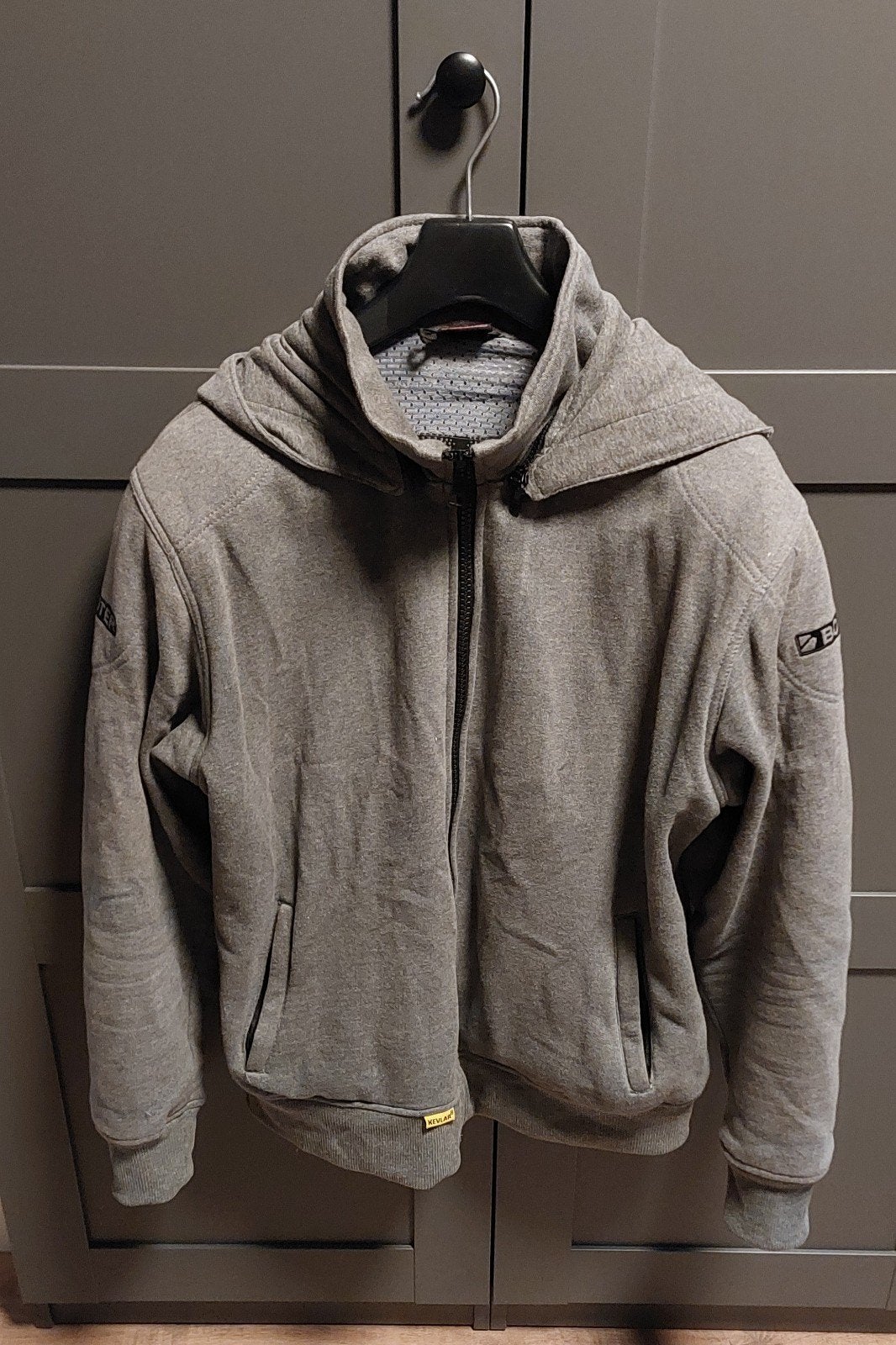 Booster Motorjas/hoodie maat L met Protectoren, Ophalen of Verzenden, Tweedehands, Jas | textiel, Booster