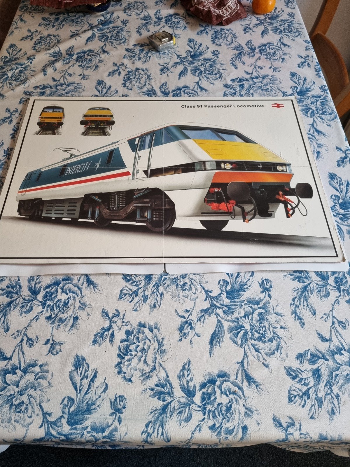 Intercity Class 91 Passagierslocomotief Poster/Plaat, Verzamelen, Ophalen of Verzenden, Gebruikt, Trein, Kaart of Prent