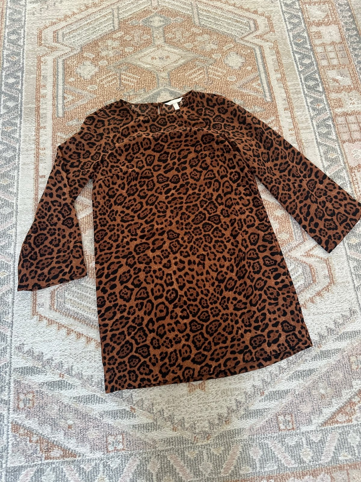 H&M Panterprint Jurkje - Bruin Zwart A-Lijn Maat S, Kleding | Dames, Meerkleurig, Ophalen of Verzenden, Zo goed als nieuw, Maat 36 (S)