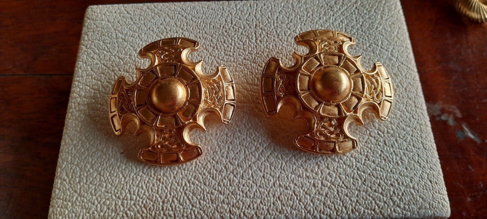 Vintage Keltische oorbellen - Keltisch kruis, Overige materialen, Gebruikt, Ophalen of Verzenden, Knopjes of Stekers