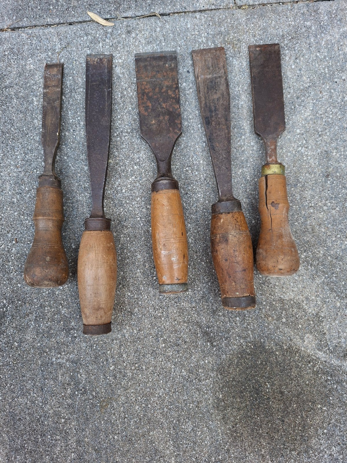 Set van 5 antieke houten beitels, Ophalen