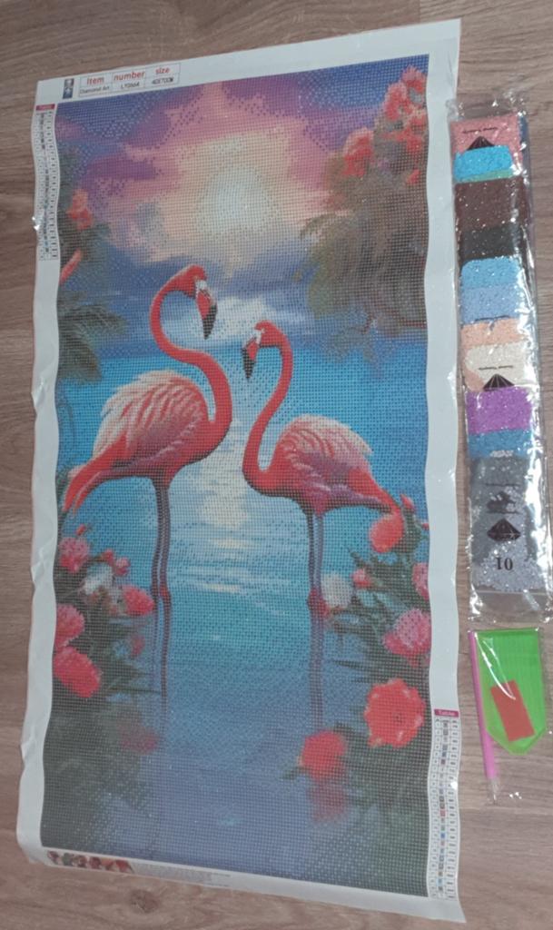 Diamond Painting Flamingo's -  40x70 (Vol Rond), Ophalen of Verzenden, Nieuw, Knutselwerk