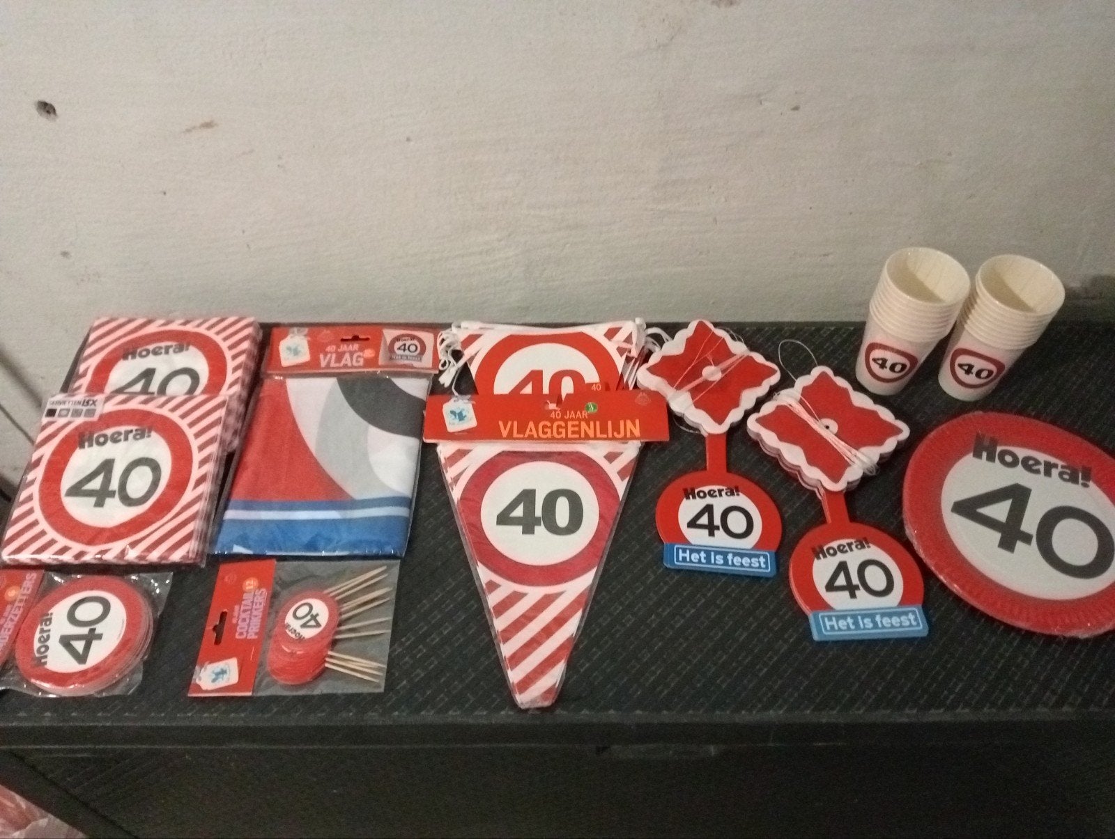 Hoera 40 jaar feestpakket, Borden, servetten, vlaggenlijn, p, Ophalen, Nieuw, Feestartikel, Overige