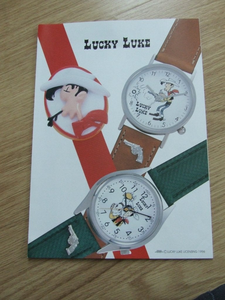 Lucky Luke – folder horloges, Verzamelen, Stripfiguren, Ophalen of Verzenden, Overige figuren, Nieuw, Plaatje, Poster of Sticker