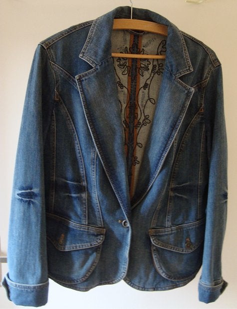 Betty Barclay denim colbert boho style vintage, Blauw, Maat 42/44 (L), Ophalen of Verzenden, Zo goed als nieuw