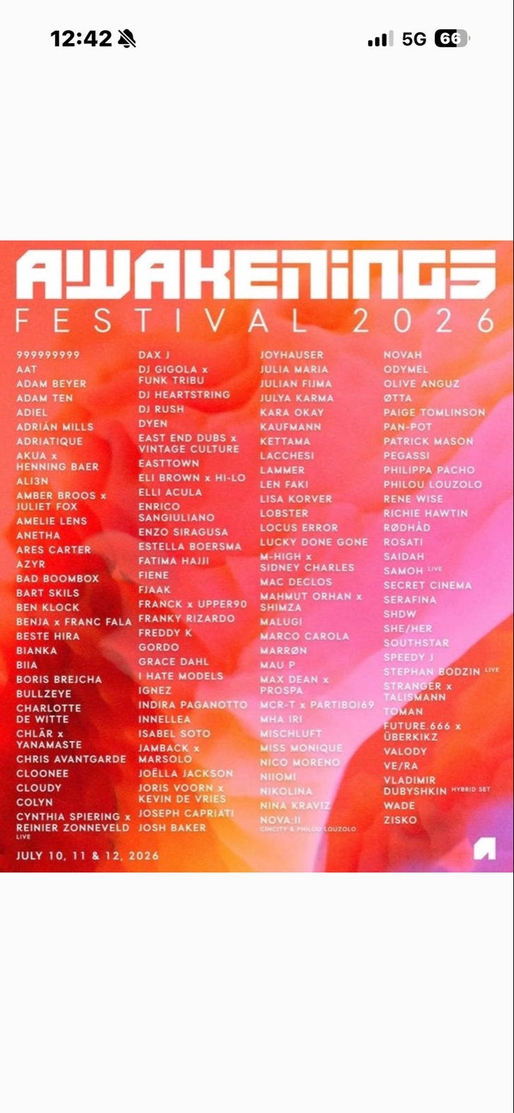 Awakenings Festival Vrijdag, Tickets en Kaartjes, Concerten | Dance, Eén persoon, Juni