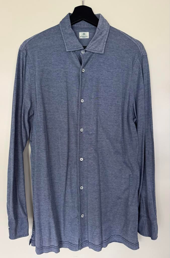 Luigi Borrelli Jersey Shirt Maat 52 (Large), Ophalen of Verzenden, Zo goed als nieuw, Blauw, Halswijdte 41/42 (L)