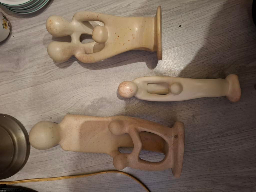 Set van 3 abstracte familie sculpturen, speksteen, Ophalen of Verzenden