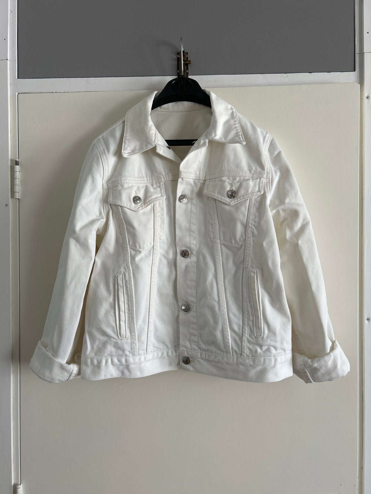 Helmut Lang Crisp White designer spijkerjasje, maat M, Kleding | Dames, Ophalen of Verzenden, Zo goed als nieuw, Maat 38/40 (M)