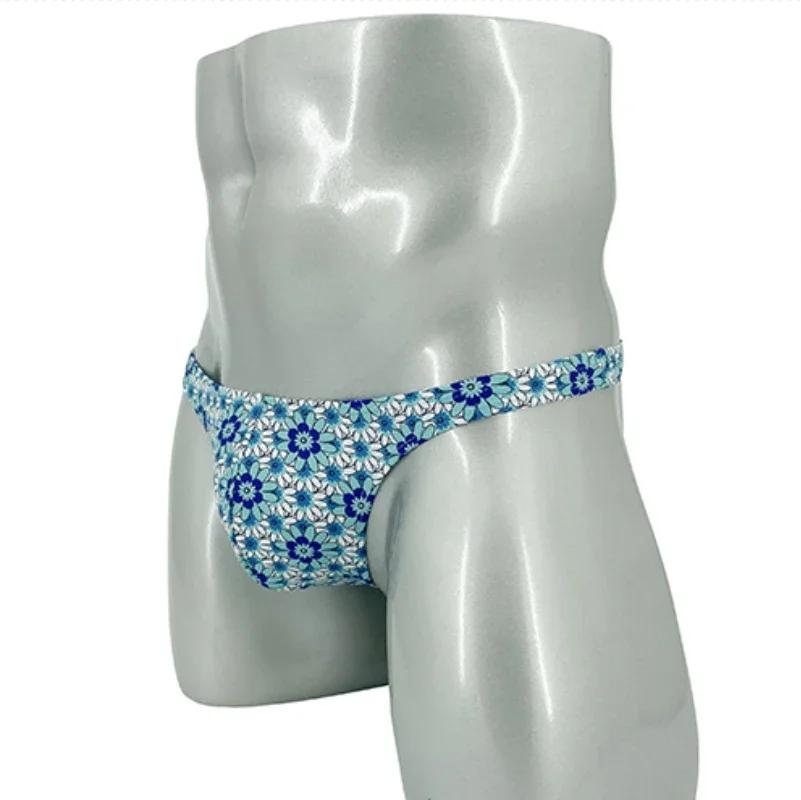 Heren blauwe bloemen zwemstring zwemslip zwembroek, Kleding | Heren, Badmode en Zwemkleding, Verzenden, Overige maten, Blauw, Zwemslip