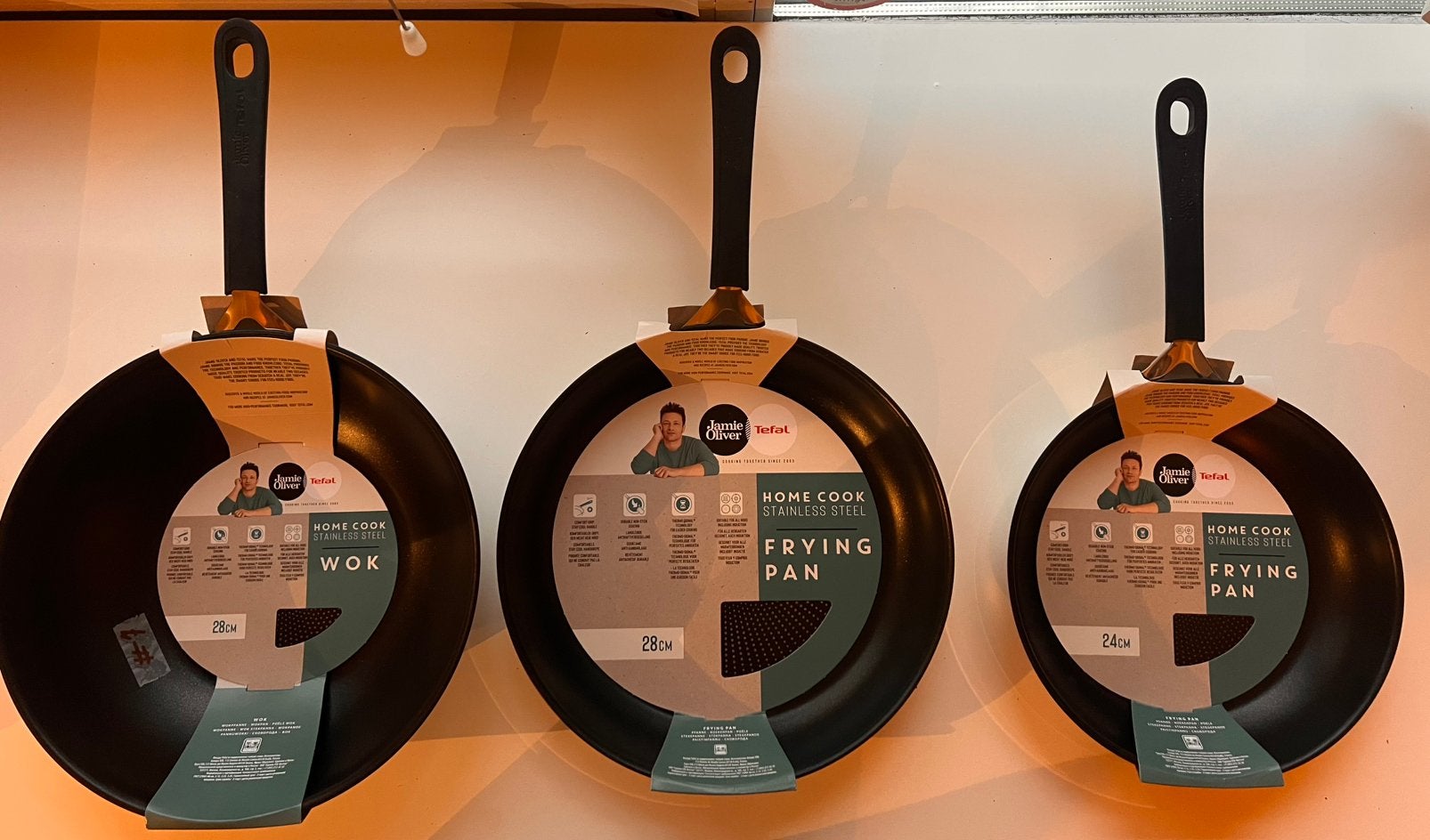 Tefal Jamie Oliver Wok 28cm koekenpan 24cm + 28cm, Huis en Inrichting, Tefal, Nieuw, Ophalen of Verzenden, Rvs