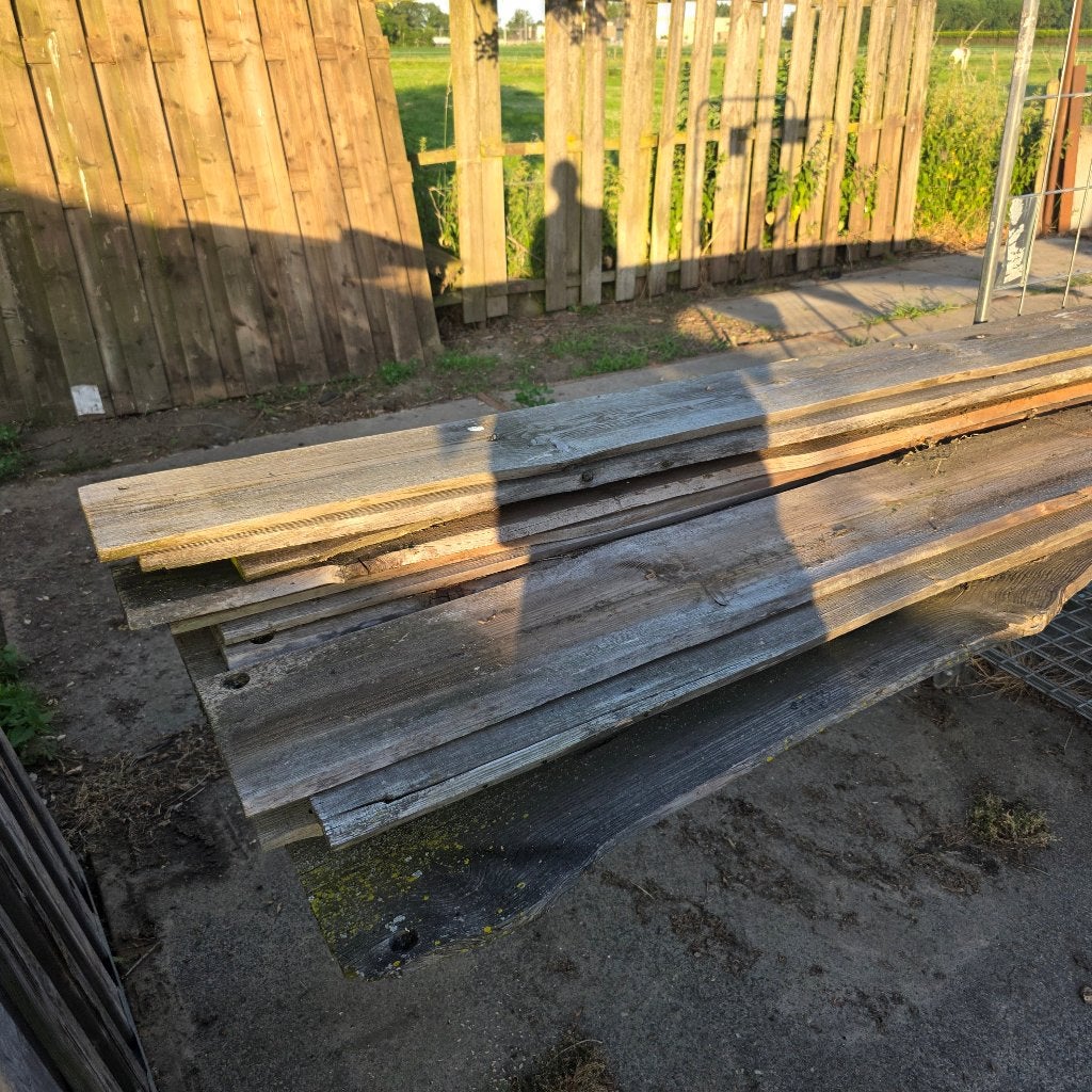 12 houten schaaldelen planken voor tuinafscheiding, Ophalen, Gebruikt, 200 cm of meer, Minder dan 100 cm