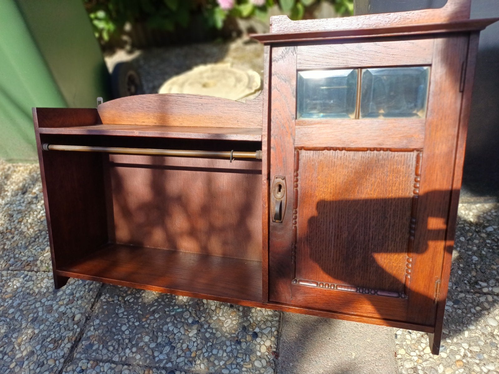 Antiek Art deco gang hang bijbel kastje eiken, Ophalen