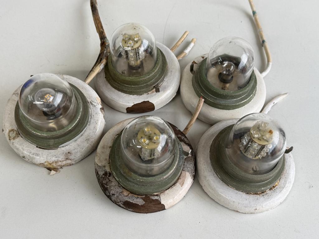 5 x bronzen lampje / kajuitlamp, Watersport en Boten, Ophalen of Verzenden, Gebruikt