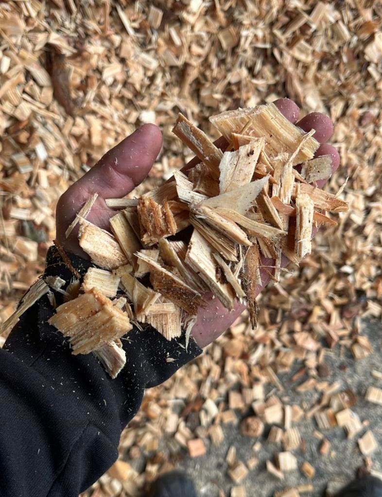 Houtchips uit zagerij, Ophalen, Boomschors
