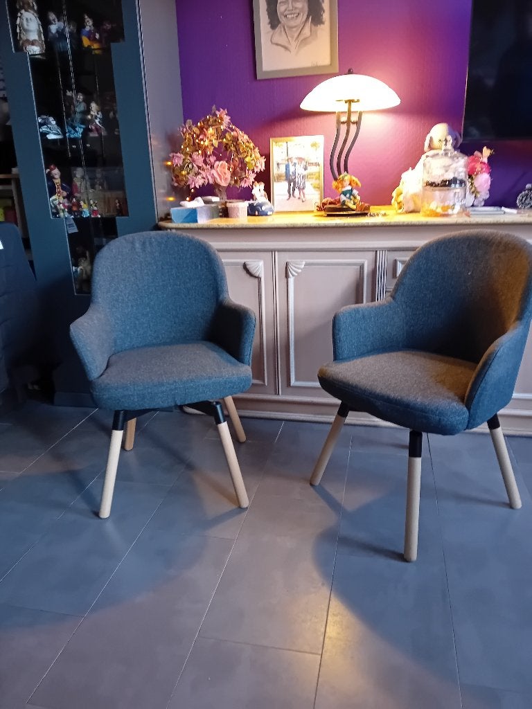 2 stoeltjes, Huis en Inrichting, Stoelen, Nieuw, Twee, Hout, Metaal, Stof, Grijs, Ophalen