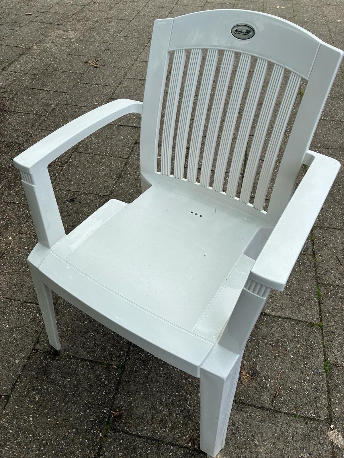10x Hartman Tuinstoel Wit - Kunststof Stoelen, Ophalen of Verzenden, Gebruikt, Kunststof, Stapelbaar