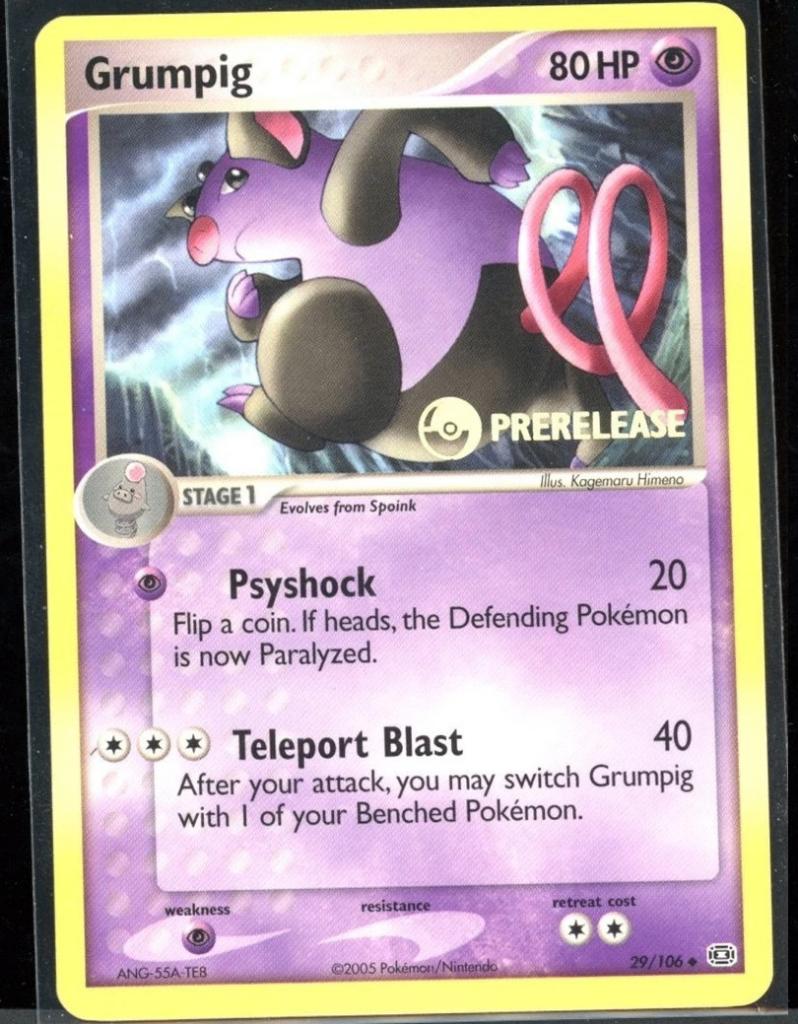 pokemon ex emerald promo grumpig prerelease, Ophalen of Verzenden, Zo goed als nieuw, Losse kaart
