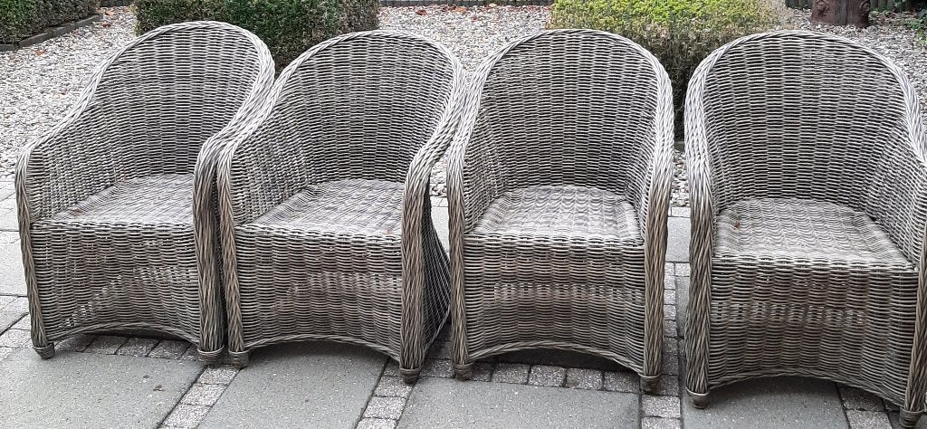 set van 4 wicker rotan look tuinstoelen, Tuin en Terras, Ophalen, Zo goed als nieuw, Wicker