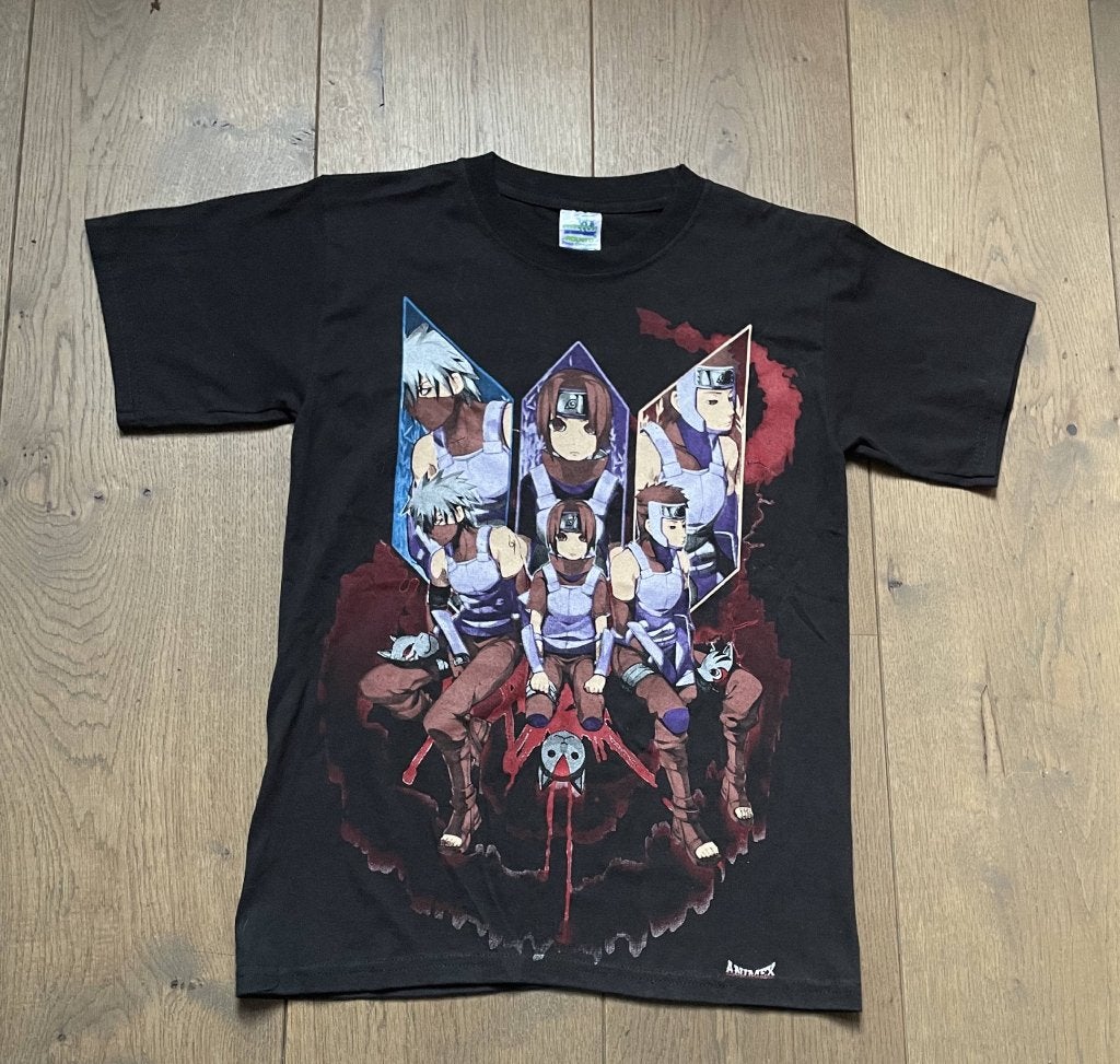 Naruto Shippuden Anbu T-shirt - Kakashi, Itachi & Yamato, Verzenden, Zwart, Gedragen, Maat 46 (S) of kleiner