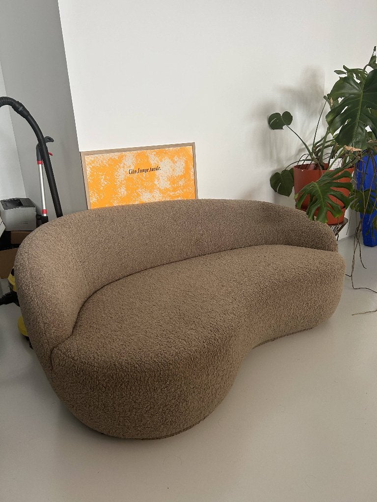 Bank 2,5 zits - Beige fluffy stoff, Huis en Inrichting, Ophalen, 150 tot 200 cm, Tweepersoons, 75 tot 100 cm