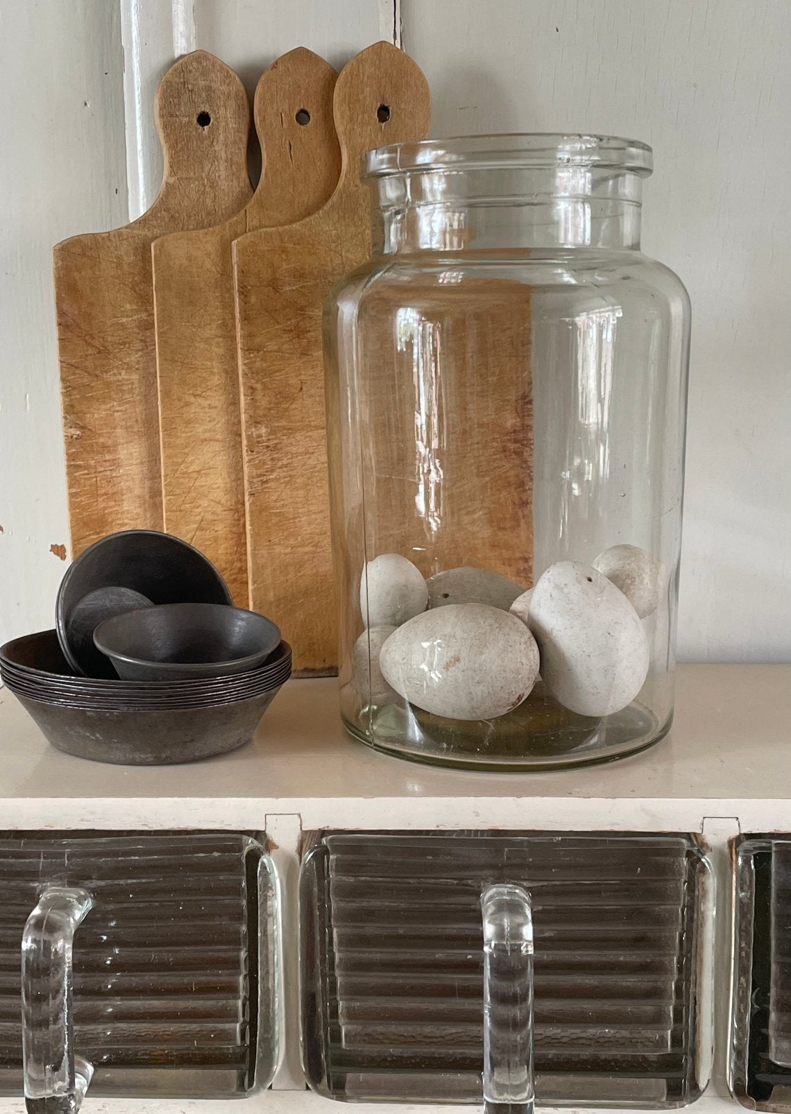Brocante oude glazen inmaakpot / pot glas, Ophalen of Verzenden