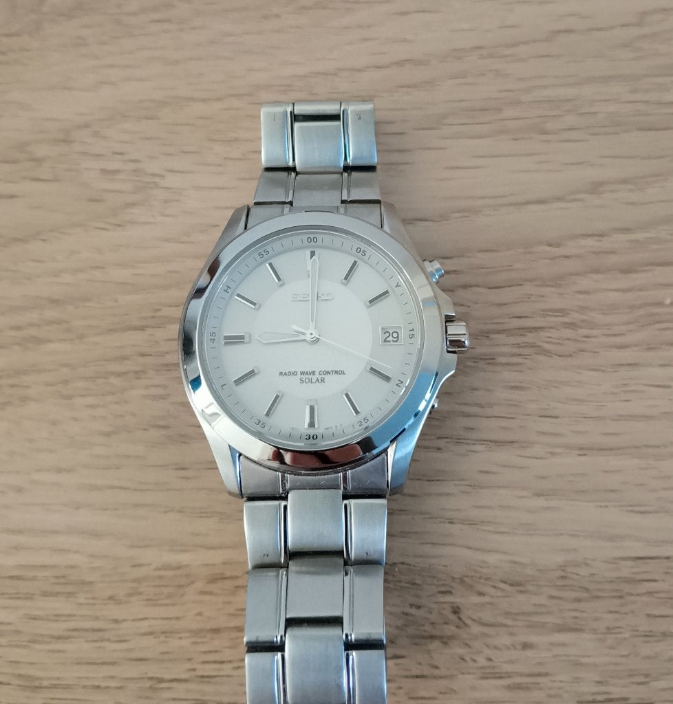 Seiko SBTM019 Solar horloge, Sieraden, Tassen en Uiterlijk, Horloges | Heren, Ophalen, Gebruikt, Staal, Polshorloge