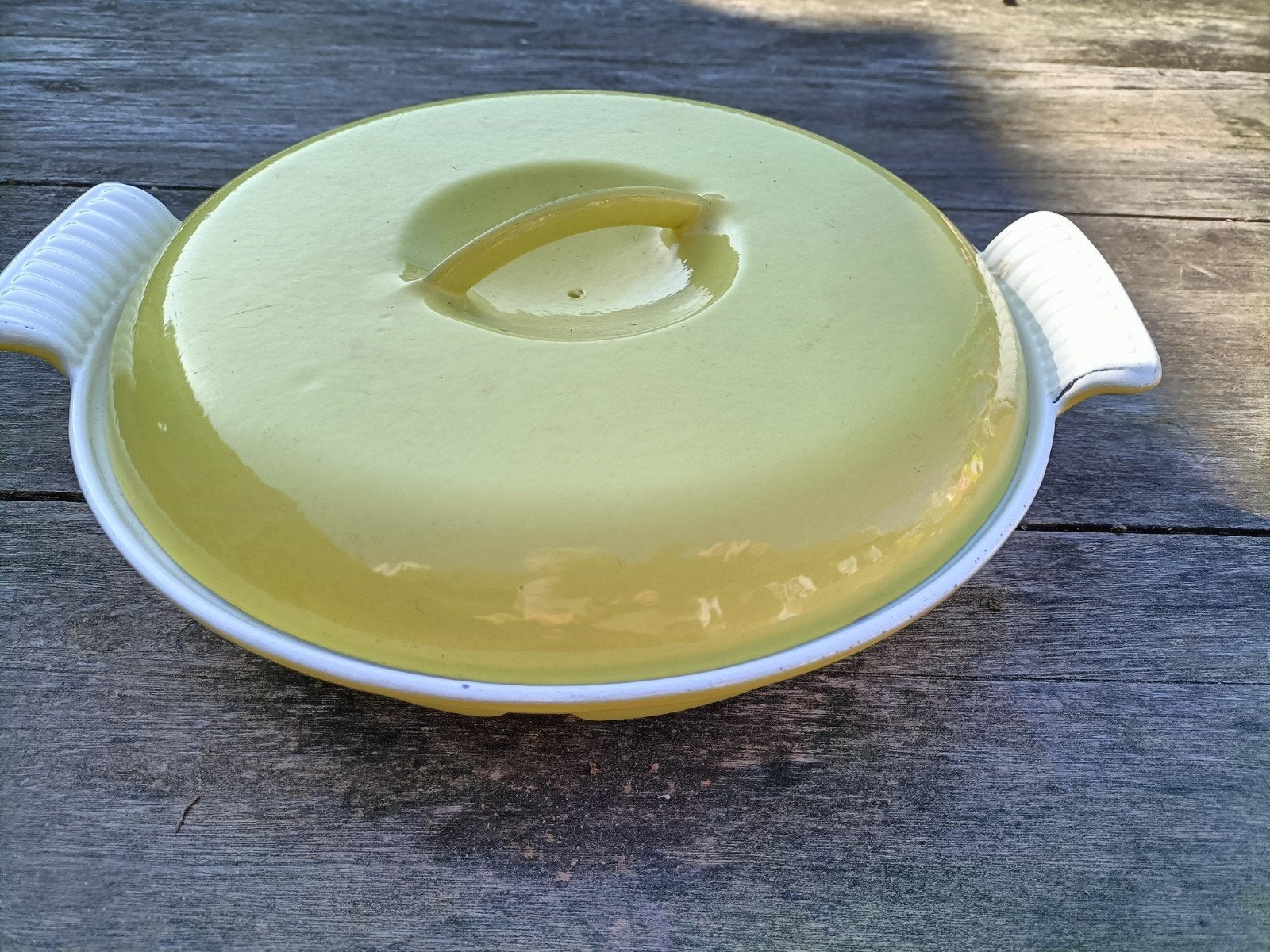Vintage descoware gietijzeren geëmailleerde pan. Retro., Ophalen, Gebruikt, Gietijzer