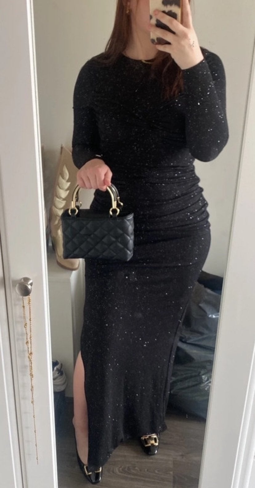 Mooie zwarte glitter (gala)jurk van Nikkie, Ophalen of Verzenden, Zo goed als nieuw, Maat 36 (S), Zwart