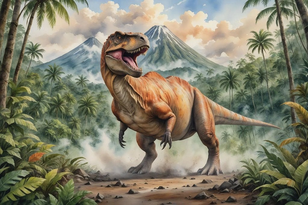Realistisch Dinosaurus vinyl fotobehang | ook op maat, Verzenden, Fotobehang, Paars