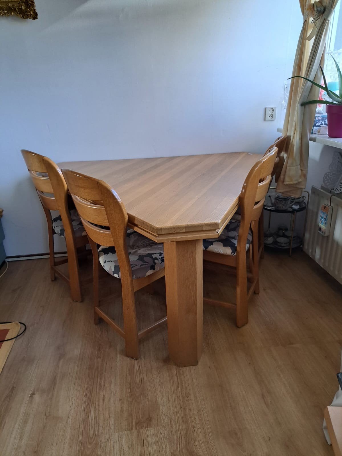 Eettafel met 4 stoelen, Ophalen, Gebruikt, 50 tot 100 cm, Overige vormen