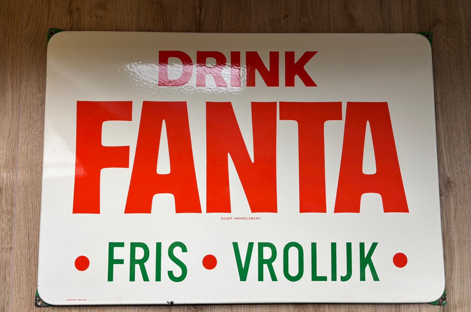 Emaille reclamebord Fanta - Langcat Bussum, Ophalen of Verzenden, Zo goed als nieuw, Reclamebord