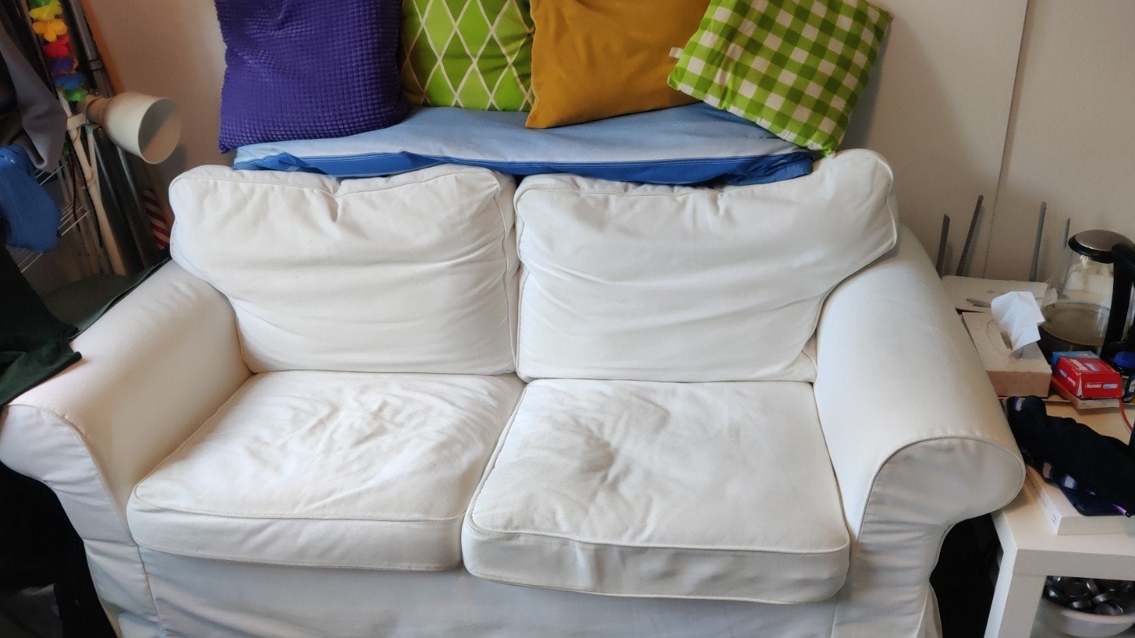 Ikea Ektorp 2-zits bank met witte hoezen, Ophalen, Gebruikt, 150 tot 200 cm, Tweepersoons