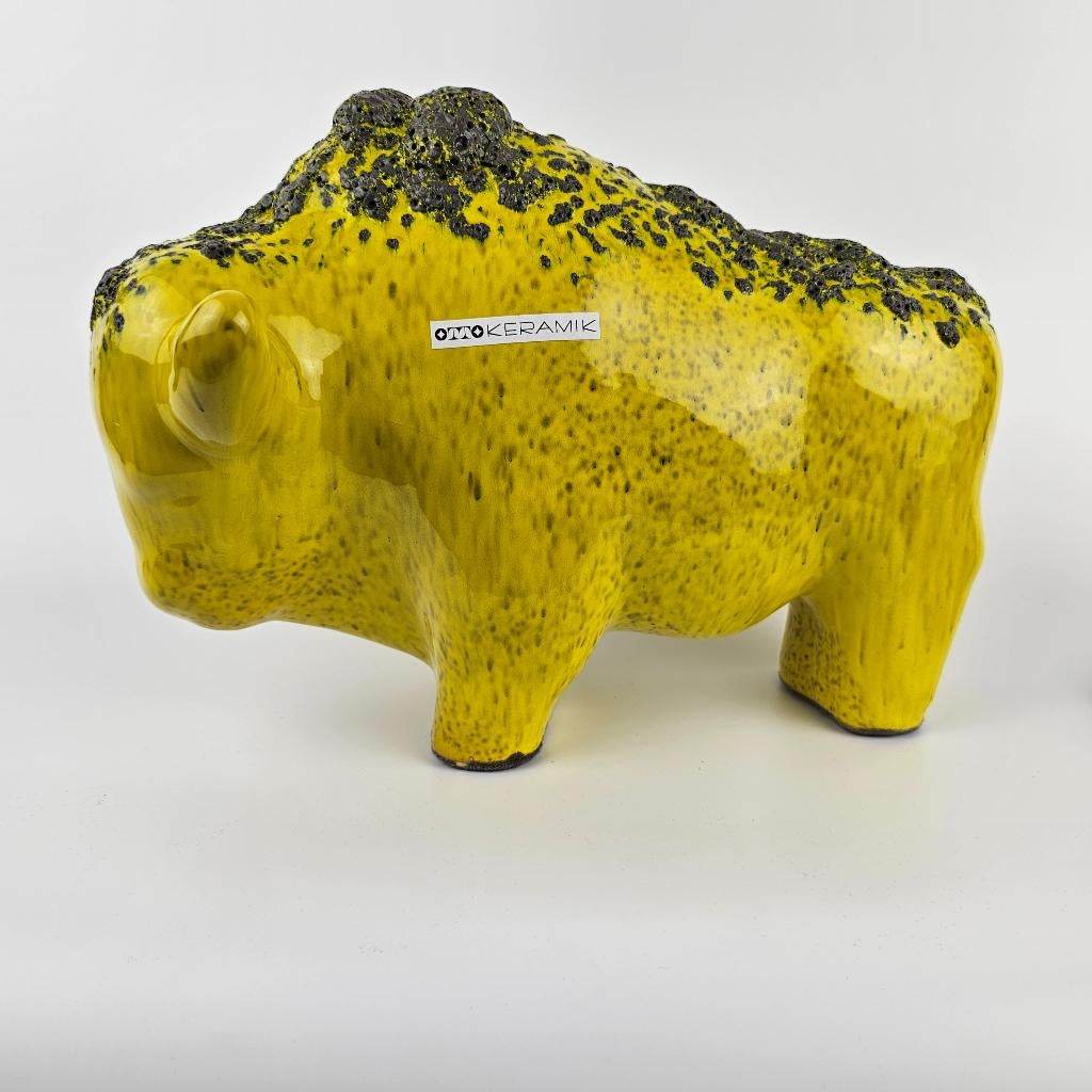 Otto Keramik stier – geel en oranje glazuur – keramiek, Ophalen of Verzenden