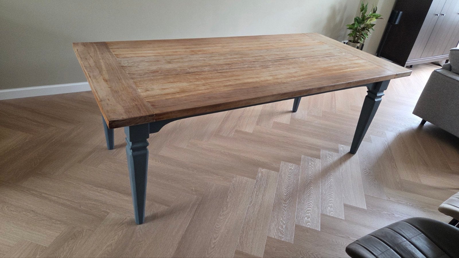 Klassieke houten eettafel 210x100 cm met lades, Huis en Inrichting, Tafels | Eettafels, Gebruikt, 50 tot 100 cm, 200 cm of meer