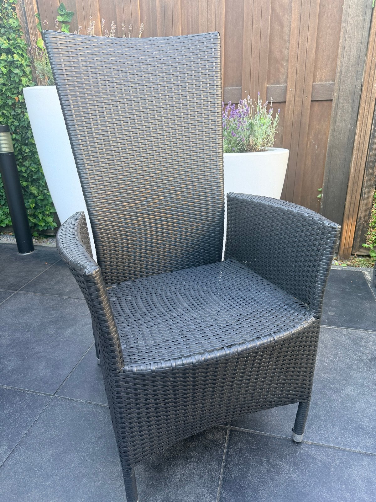 Wicker Tuinstoel - donkergrijs 2 stuks, Ophalen, Gebruikt, Wicker