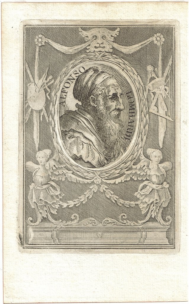 Onvermelde Italiaanse Maker ets "Portret Alfonso Lombardi", Ophalen, Ets, Portret, Origineel