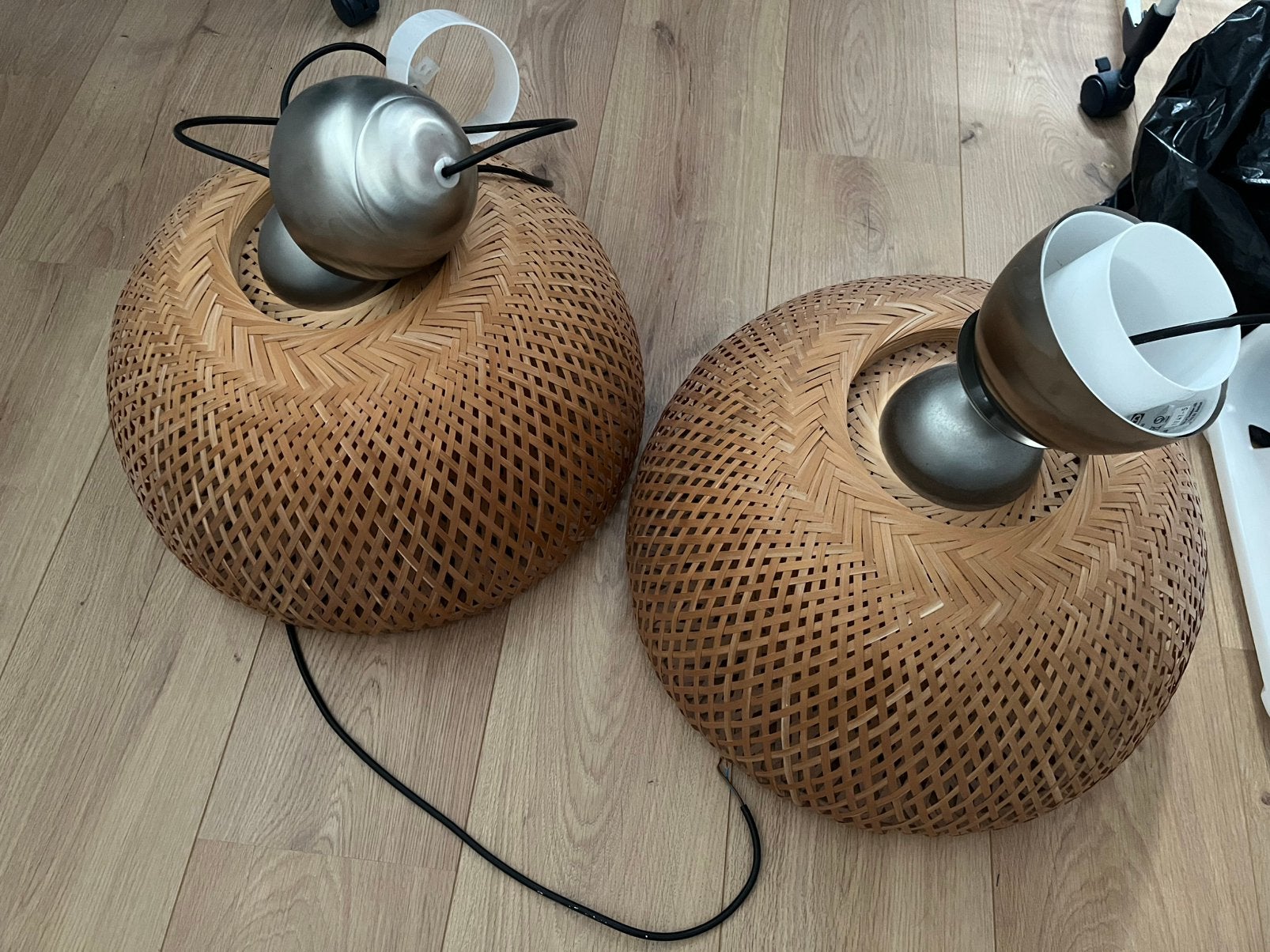 Set van 2 hanglampen (Böja-Ikea), Ophalen, Gebruikt, Hout, Minder dan 50 cm