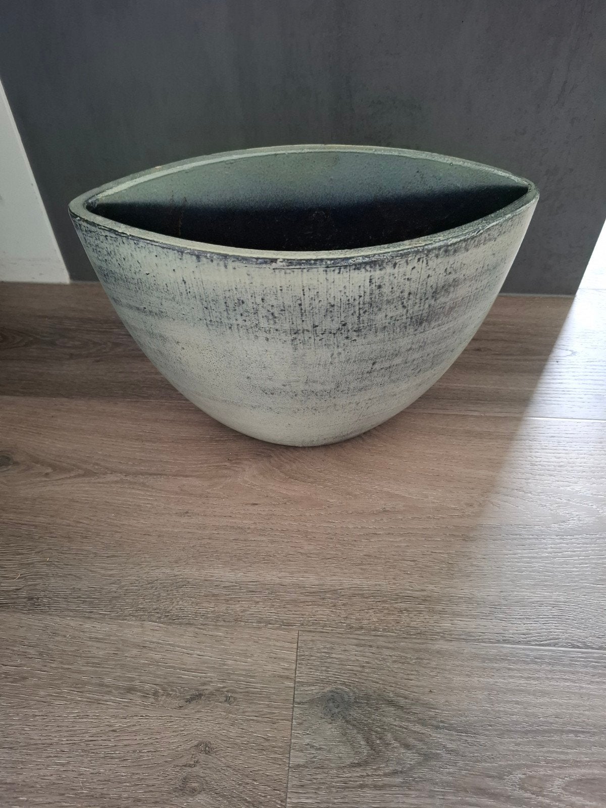 Intratuin aardewerk bloempot ovaal Grijs & Blauw, Ophalen of Verzenden, Zo goed als nieuw, Balkon, Overige vormen