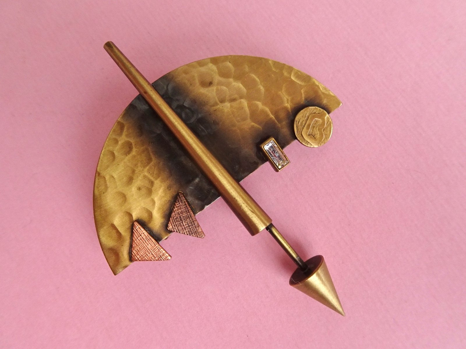 jwg Vintage 60s 80s Memphis modernist design broche Leppak, Verzenden, Overige materialen, Broche