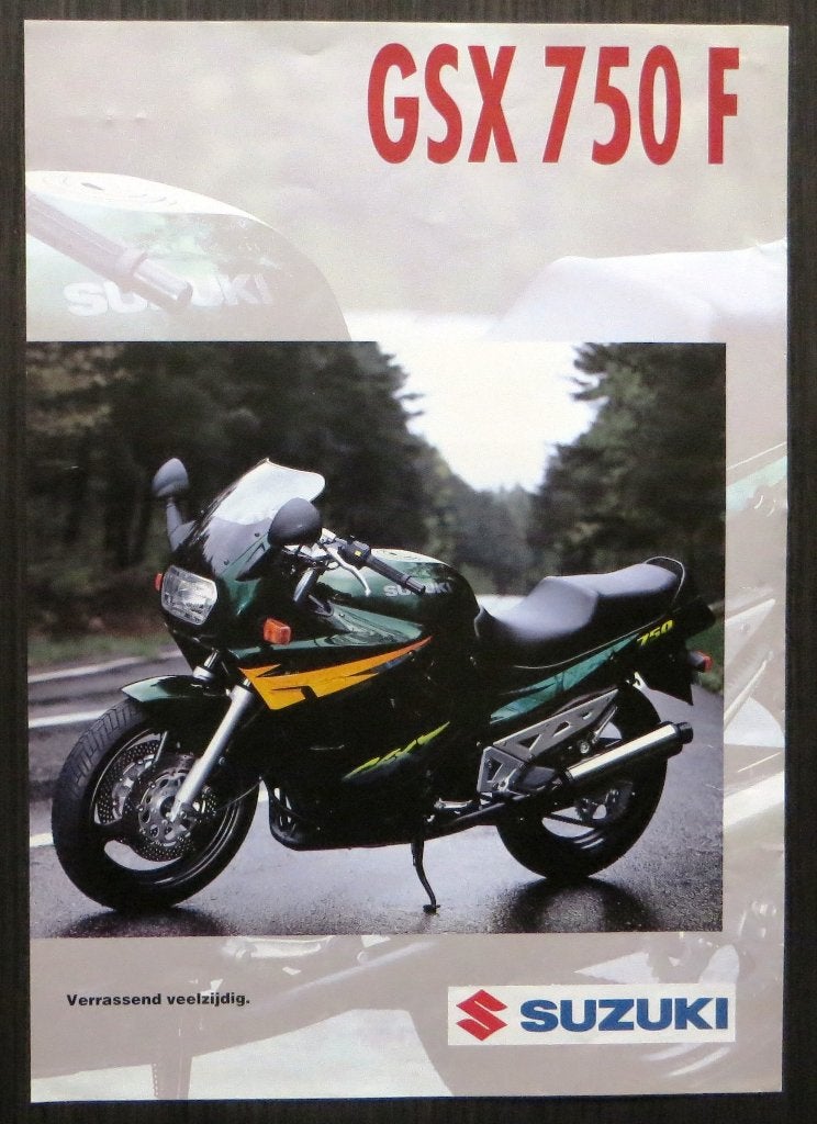 Flyer Suzuki GSX 750 F - 1995 - 2 blz (Nederlands), Motoren, Verzenden, Suzuki