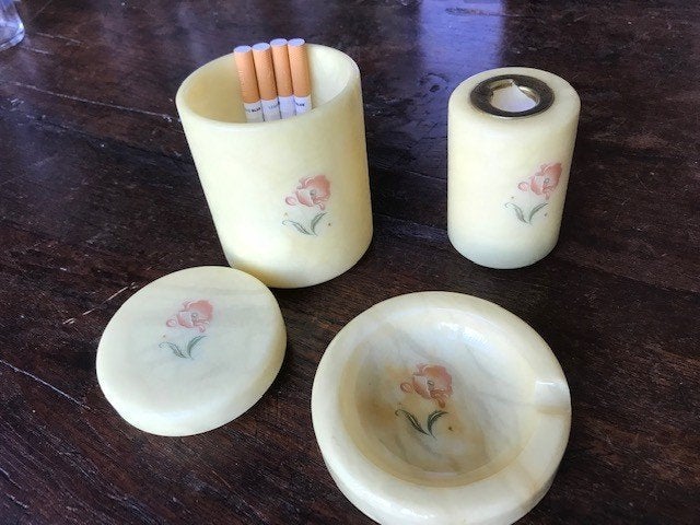 Marmeren Rokersset 3-Delig, Antiek en Kunst, Ophalen of Verzenden